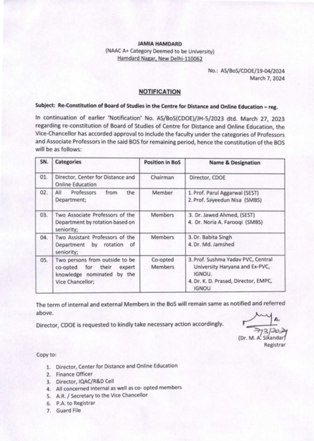 Constitution of Board of Studies